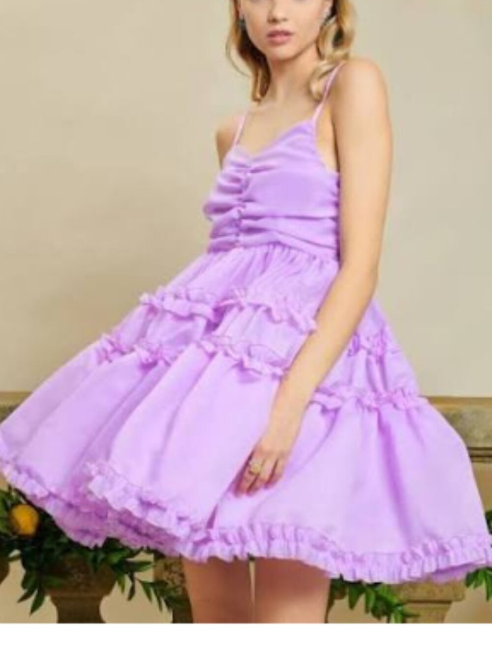 Sister Jane Dream Violetta Organza Cami Mini Dress Lavender Purple Size Small
